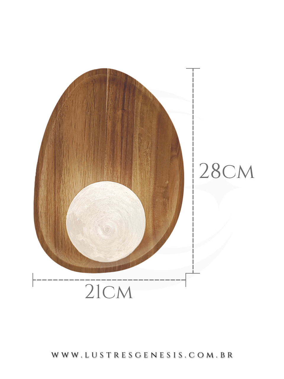 Arandela de Parede 28X21cm Globo Branco Madeira para Sala de Estar Quarto Hall Corredor e Lavabo